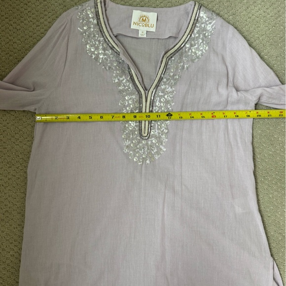 Nicoleblu Boho Beaded Tunic Top Lavender Sequin Embellished Medium - Picture 9 of 11